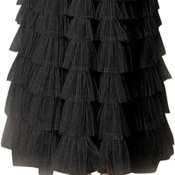 Tiered Tulle Maxi Skirt Black - Picture 4 of 4